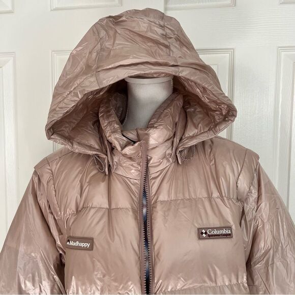 Madhappy x Columbia Nylon Puffer Women in Mauve Large NEW - Picture 4 of 13
